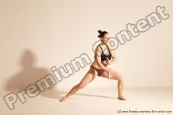 Underwear Martial art Woman White Moving poses Average long colored Dynamic poses Academic